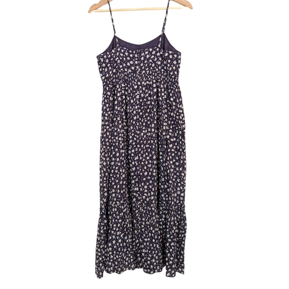 Madewell Navy Floral Sleeveless Tiered Midi Dress - Picture 6 of 11